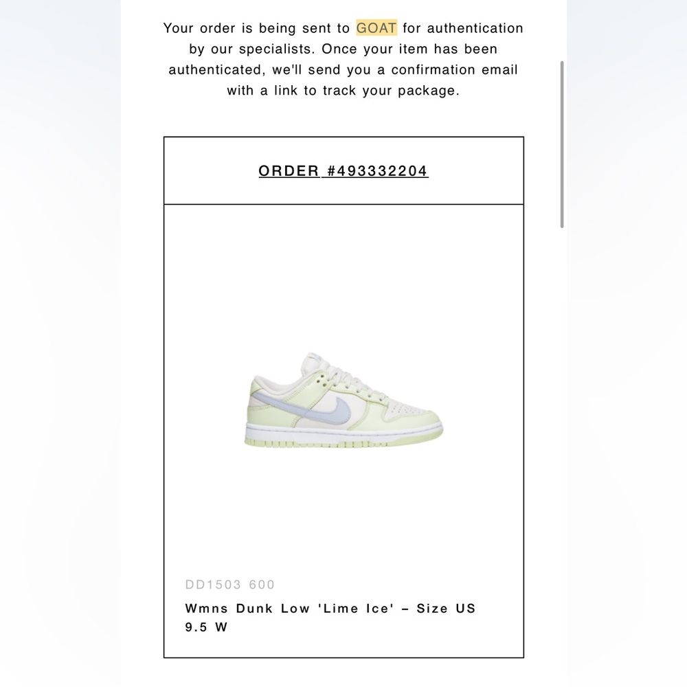 Nike Dunk Low ‘LIME ICE’ size 9.5 women’s